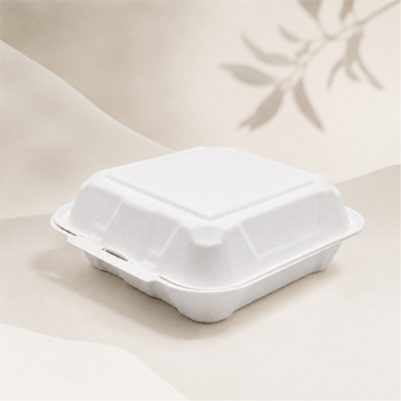 1 compartment bagasse takeaway box for hot meals and delivery