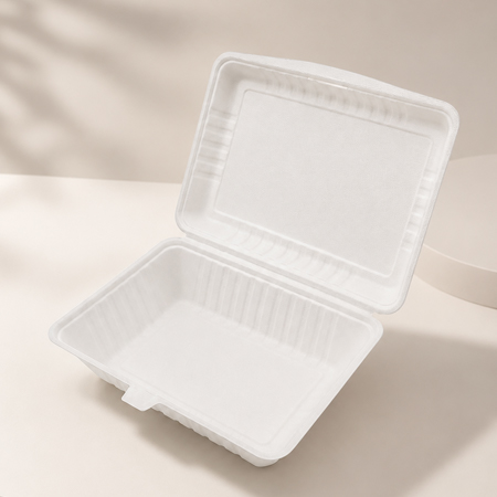 1 compartment bagasse takeaway box for hot meals and delivery