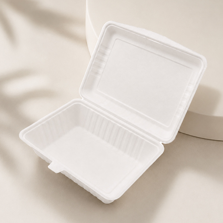 1 compartment bagasse takeaway box for hot meals and delivery