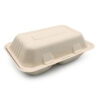 2-Compartment Bagasse Clamshell Takeout Food Box