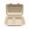 2-Compartment Bagasse Clamshell Takeout Food Box