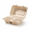 2-Compartment Bagasse Clamshell Takeout Food Box