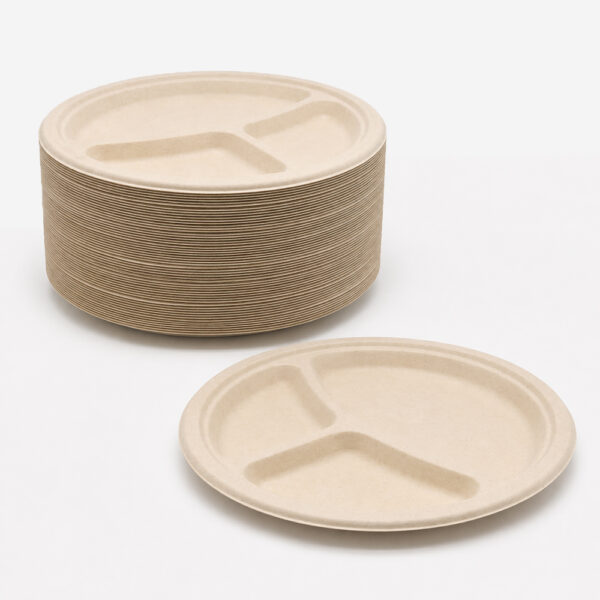 3-Compartment Bagasse Plate for Foodservice Supply 3-Compartment Bagasse Plate for Foodservice Supply