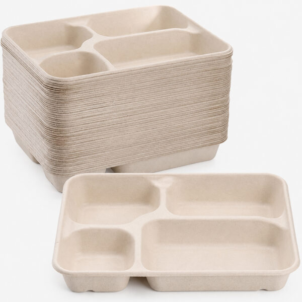 5-Compartment Bagasse-Style Foodservice Tray