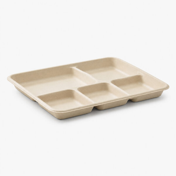 5-Compartment Bagasse-Style Foodservice Tray