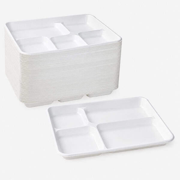 5-Compartment Bagasse-Style Foodservice Tray
