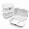 Bagasse 2-Compartment Clamshell Takeout Box Bagasse 2-Compartment Clamshell Takeout Box