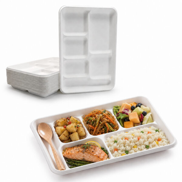 Bagasse 6-Compartment Foodservice Meal Tray Bagasse 6-Compartment Foodservice Meal Tray
