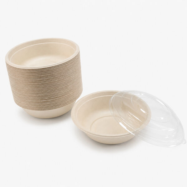 Bagasse Bowl with Clear Fitted Lid for Takeaway Bagasse Bowl with Clear Fitted Lid for Takeaway