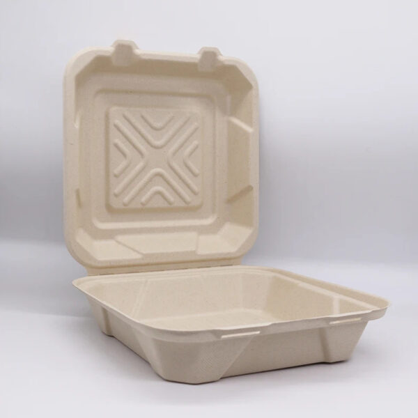 Bagasse Clamshell Box for Takeaway Meals Bagasse Clamshell Box for Takeaway Meals