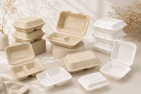 Bagasse Clamshell Boxes Ecofoodware