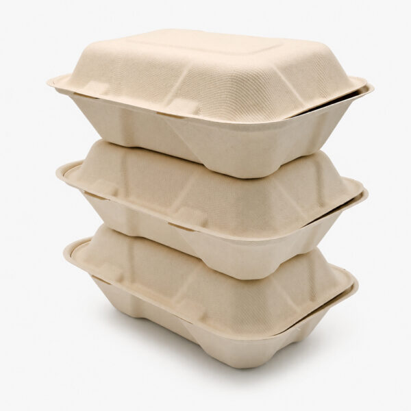 Bagasse Clamshell Food Box for Restaurant Takeout Use Bagasse Clamshell Food Box for Restaurant Takeout Use