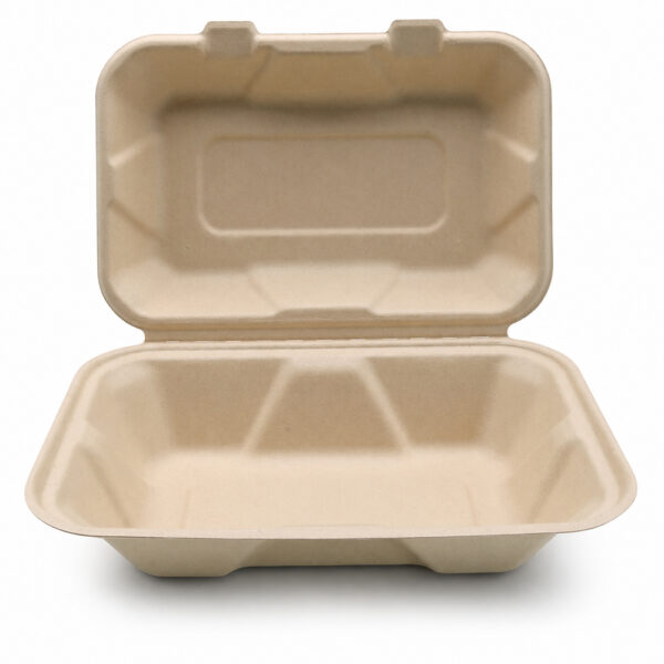 Bagasse Clamshell Food Box for Restaurant Takeout Use-02 Bagasse Clamshell Food Box for Restaurant Takeout Use