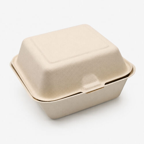 Bagasse Clamshell Takeout Box for Burger Packaging Bagasse Clamshell Takeout Box for Burger Packaging