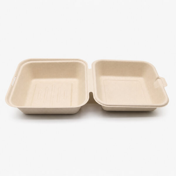 Bagasse Clamshell Takeout Box for Burger Packaging