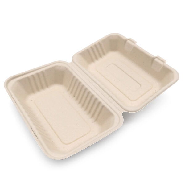 Bagasse Clamshell Takeout Box for Food Packaging Bagasse Clamshell Takeout Box for Food Packaging