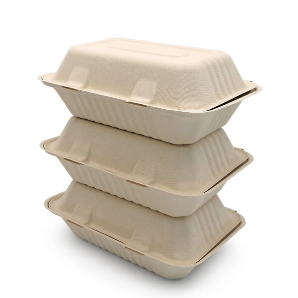 Bagasse Clamshell Takeout Box for Food Packaging-03 Bagasse Clamshell Takeout Box for Food Packaging