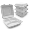 Bagasse Clamshell Takeout Box with Compartments