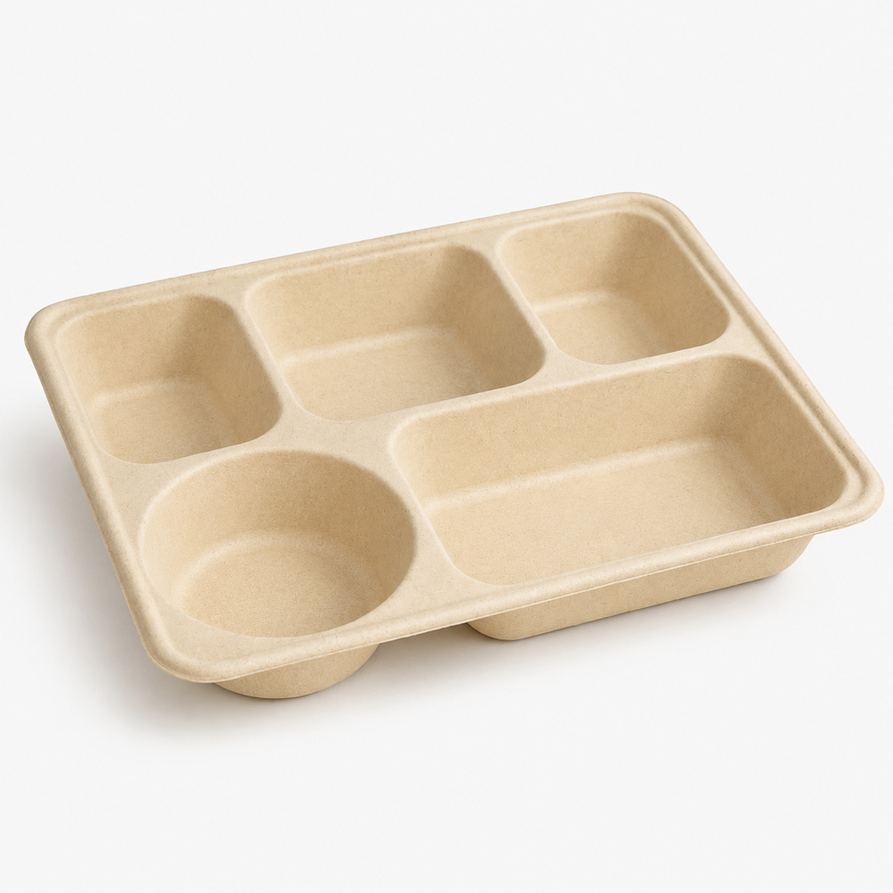 Bagasse Compartment Tray with Lid Options