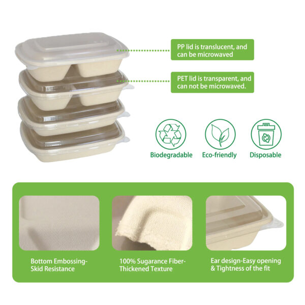 Bagasse Food Container with Separate Lid Option