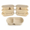 Bagasse Food Container with Separate Lids for Meals
