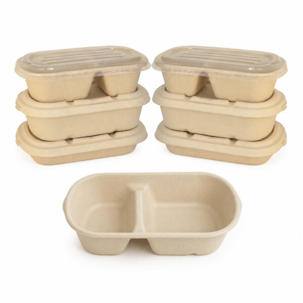 Bagasse Food Container with Separate Lids for Meals