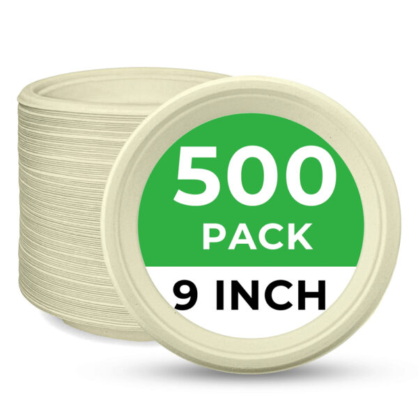 Bagasse Plate 9 Inch for Foodservice Meals Bagasse Plate 9 Inch for Foodservice Meals