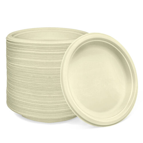 Bagasse Plate 9 Inch for Foodservice Meals Bagasse Plate 9 Inch for Foodservice Meals