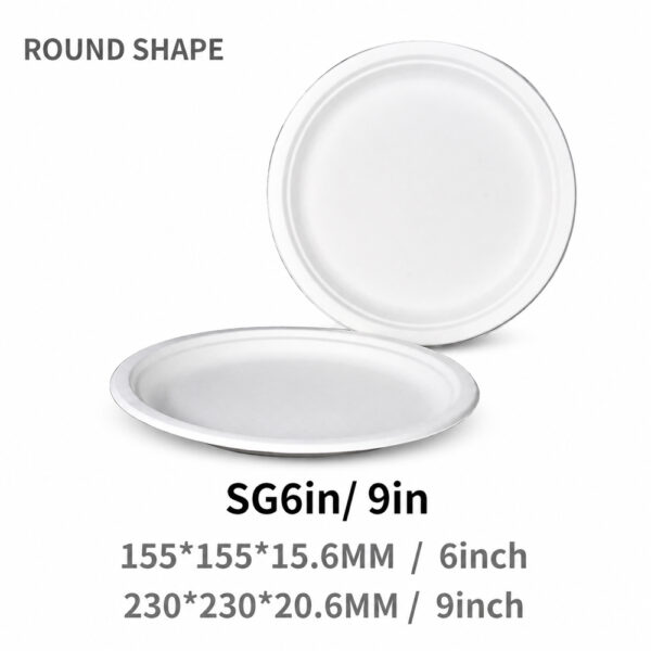 Bagasse Plates in Round and Square Shapes for Catering