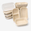 Bagasse Rectangular Meal Pan with Lid Options Bagasse Rectangular Meal Pan with Lid Options