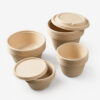 Bagasse Round Bowl Set with Separate Lids