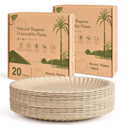 Bagasse Round Plates for Catering and Foodservice