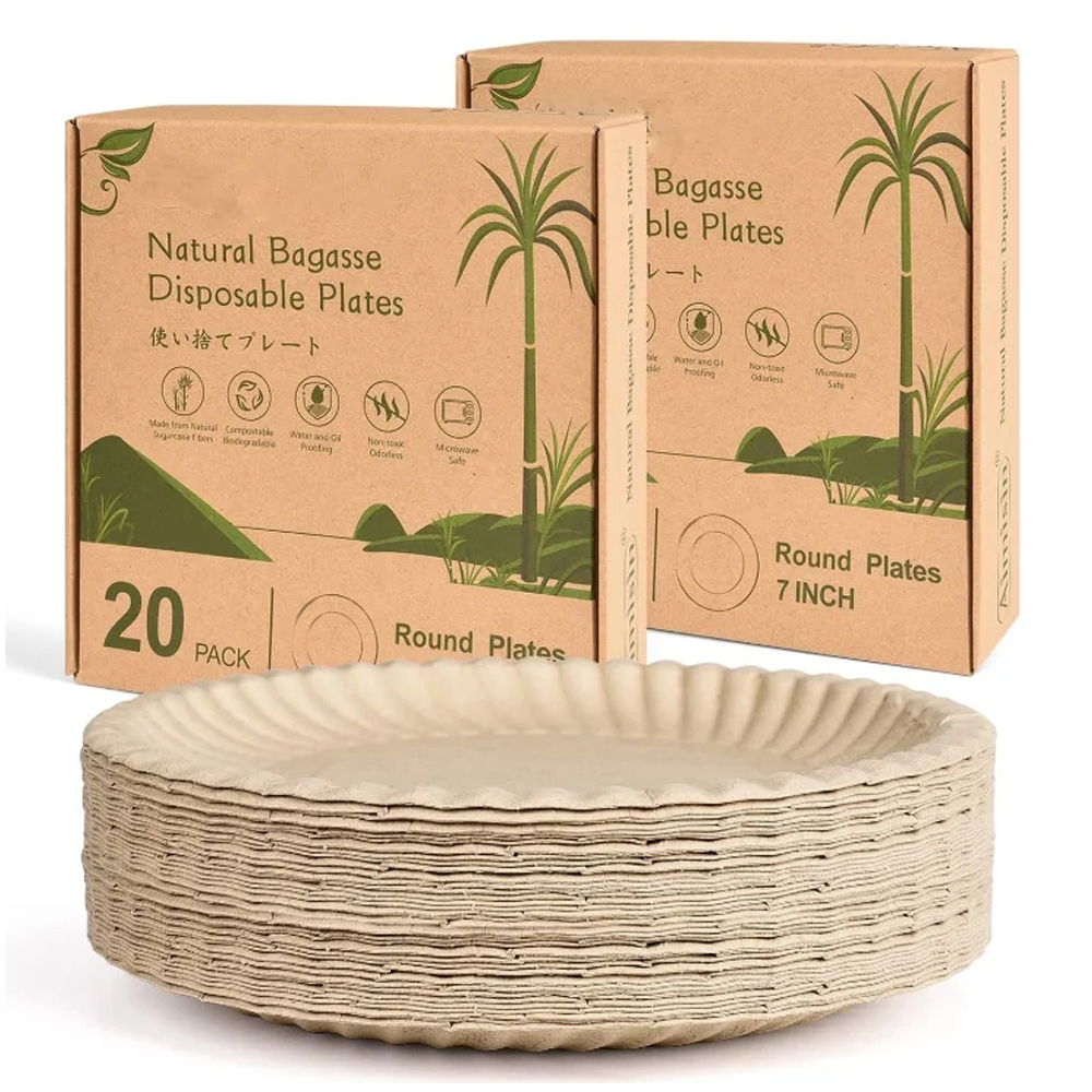Bagasse Round Plates for Catering and Foodservice