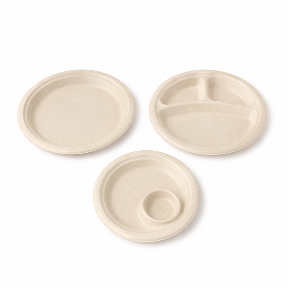 Bagasse Round and Compartment Plates for Catering