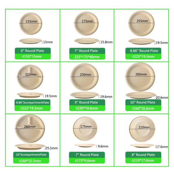 Bagasse Round and Compartment Plates for Catering Bagasse Round and Compartment Plates for Catering