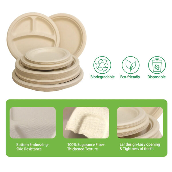 Bagasse Round and Compartment Plates for Catering Bagasse Round and Compartment Plates for Catering