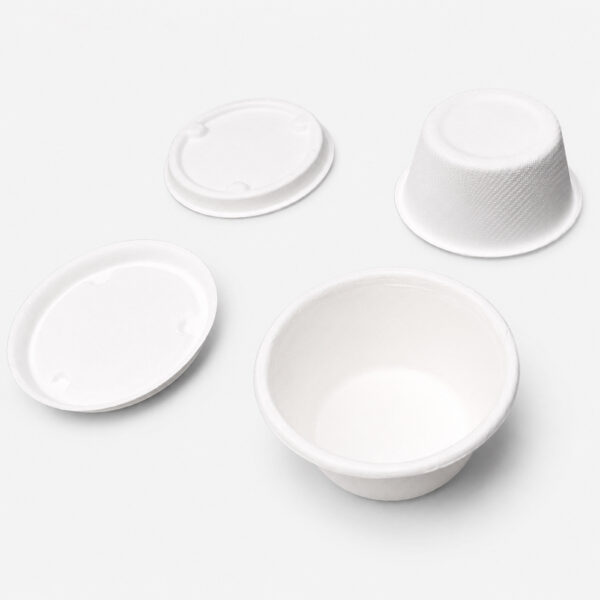 Bagasse Sauce Cup with Fitted Fiber Lid
