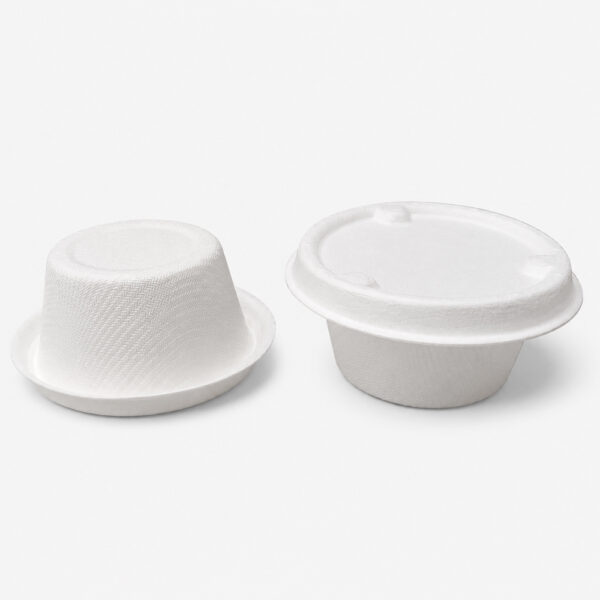 Bagasse Sauce Cup with Fitted Fiber Lid