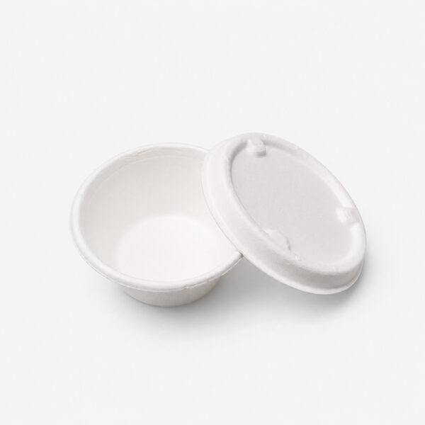 Bagasse Sauce Cup with Fitted Fiber Lid