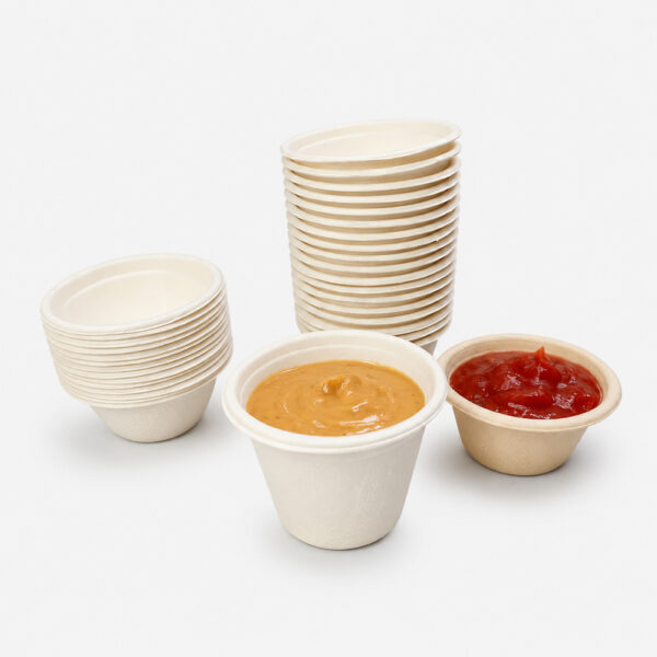 Bagasse Sauce Cup with Fitted Lid for Condiments