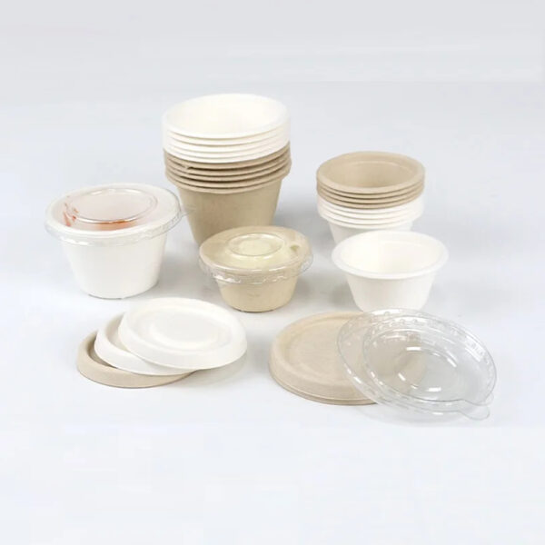 Bagasse Sauce Cups with Fitted Lids
