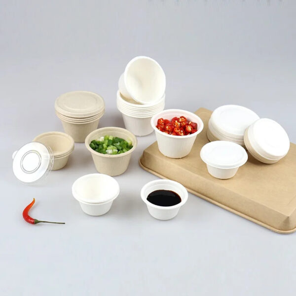 Bagasse Sauce Cups with Fitted Lids