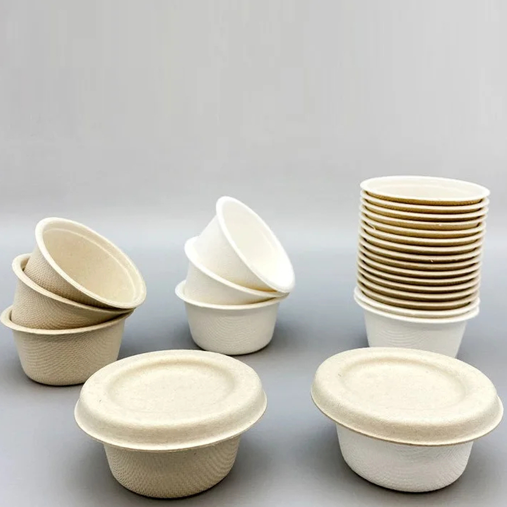 Bagasse Sauce Cups with Fitted Lids