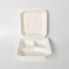 Bagasse-Style Clamshell Meal Box with 3 Compartments