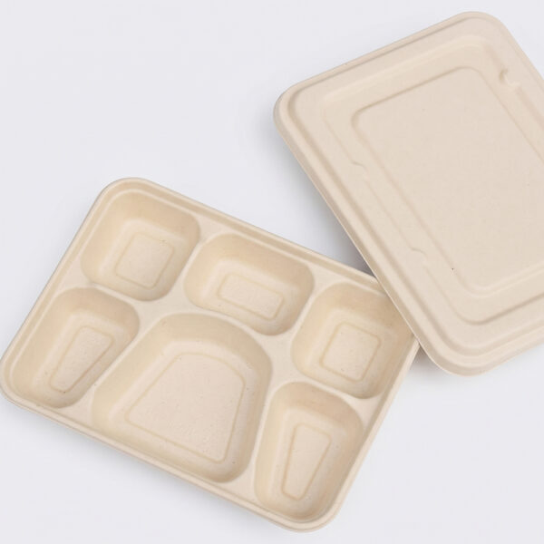 Bagasse-Style Compartment Food Container with Lid Bagasse-Style Compartment Food Container with Lid