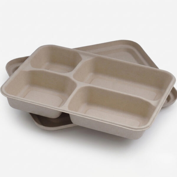 Bagasse-Style Compartment Food Container with Lid Bagasse-Style Compartment Food Container with Lid