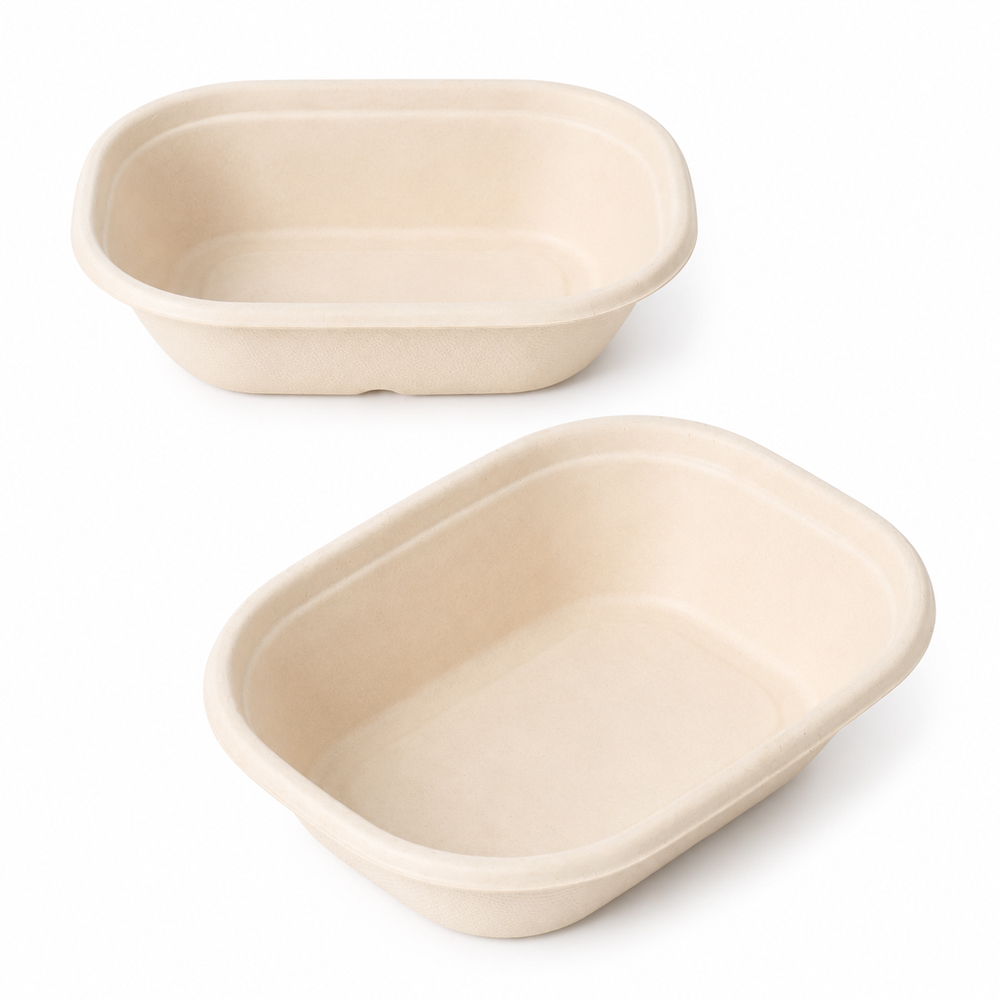 Bagasse-Style Molded Fiber U Box Food Container