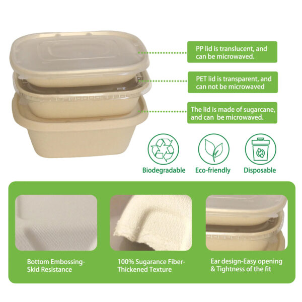 Bagasse-Style Molded Fiber U Box Food Container