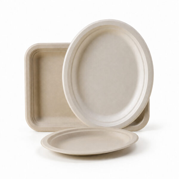 Bagasse-Style Round and Compartment Plates for Catering Bagasse-Style Round and Compartment Plates for Catering