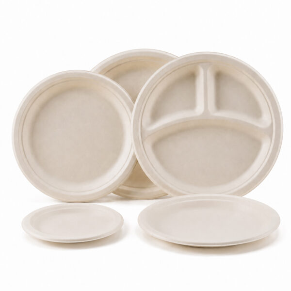 Bagasse-Style Round and Compartment Plates for Catering Bagasse-Style Round and Compartment Plates for Catering